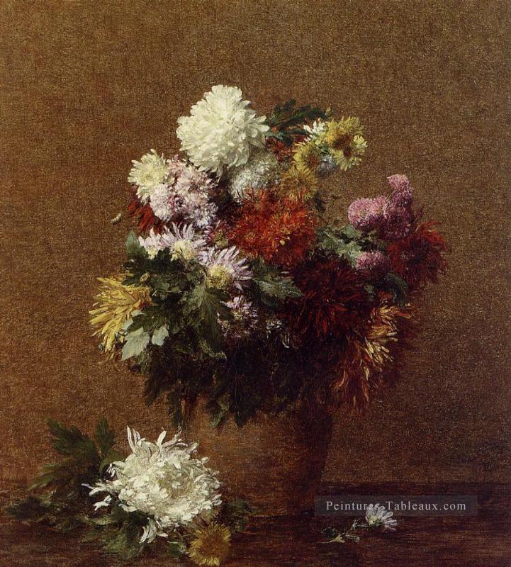 Grand bouquet de chrysanthèmes peintre de fleurs Henri Fantin Latour Peintures à l'huile